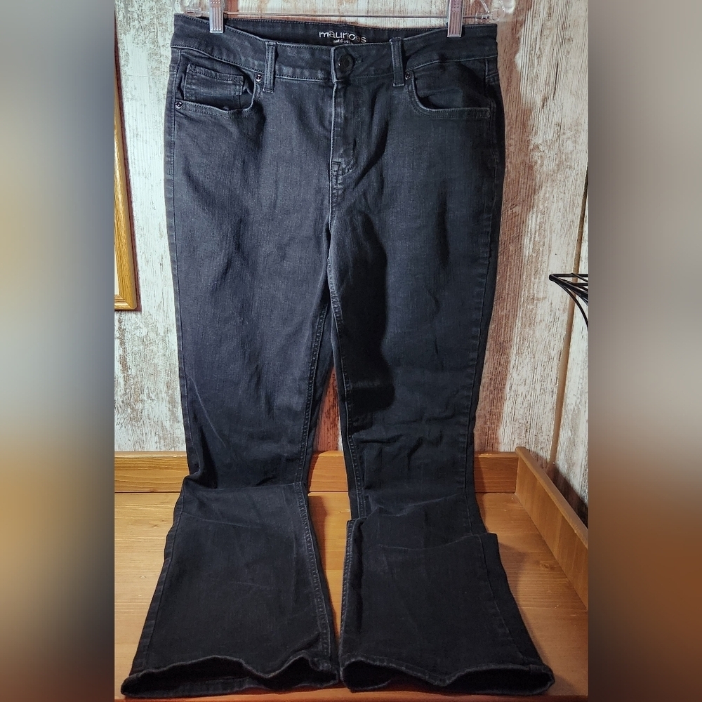 Maurices Dark Boot Cut Women's Jeans Size 12 Long Black Mid Rise